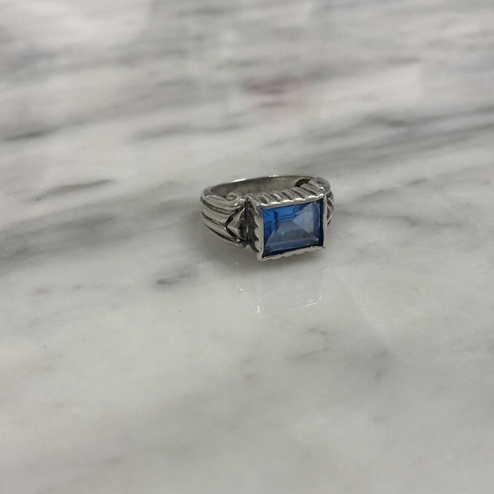 Silver Ring with Blue Gemstone (size 5/6..)